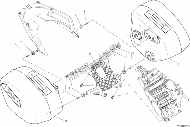 Alle onderdelen voor de Zijtassen van de Ducati Hypermotard Hyperstrada 821 2014
