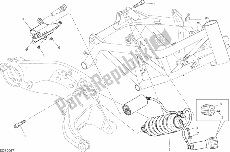 Alle onderdelen voor de Sospensione Posteriore van de Ducati Hypermotard Hyperstrada 821 2014