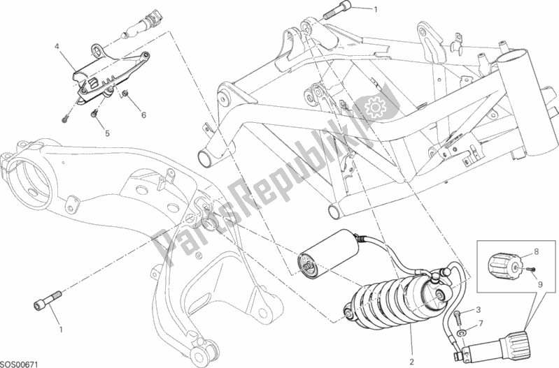 Tutte le parti per il Sospensione Posteriore del Ducati Hypermotard Hyperstrada 821 2014