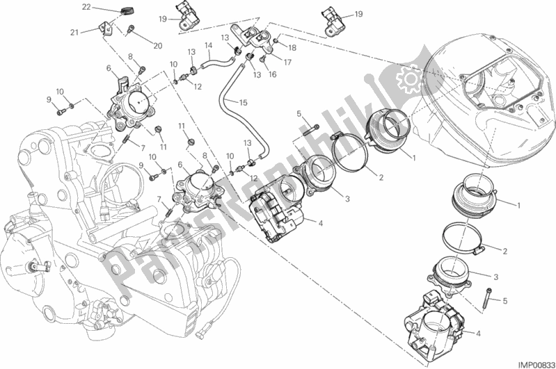 Tutte le parti per il 016 - Corpo Farfallato del Ducati Hypermotard Hyperstrada 821 2015