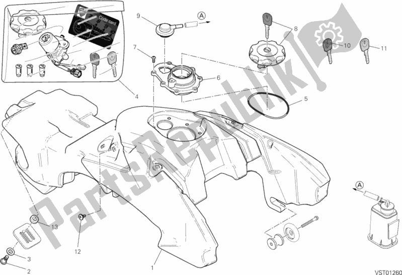 Tutte le parti per il 032 - Serbatoio Del Carburante del Ducati Hypermotard Hyperstrada 821 2015