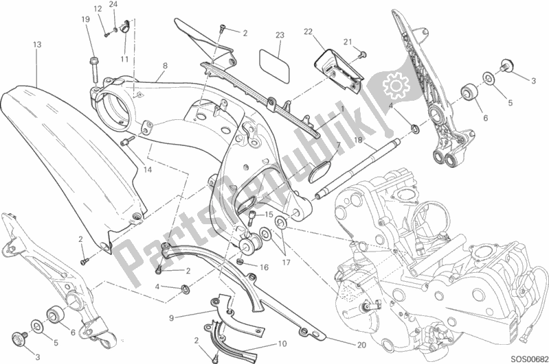Tutte le parti per il 28a - Forcellone Posteriore del Ducati Hypermotard Hyperstrada 821 2015