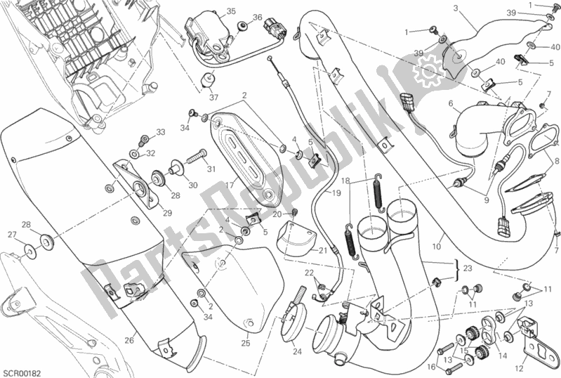 Alle onderdelen voor de Uitlaatsysteem van de Ducati Hypermotard Hyperstrada 821 2015