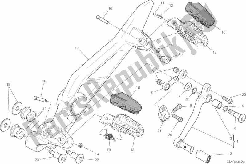 Todas las partes para Reposapiés, Izquierda de Ducati Hypermotard Hyperstrada 821 2015
