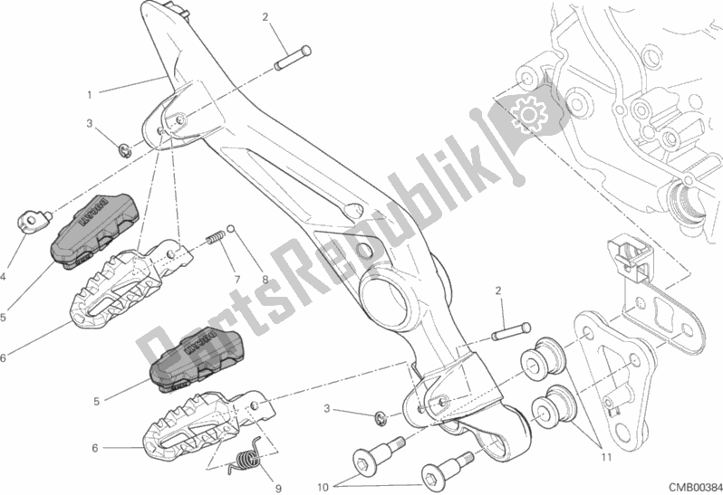 Toutes les pièces pour le Repose-pieds Droit du Ducati Hypermotard Hyperstrada 821 2015