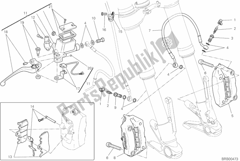 Tutte le parti per il Sistema Frenante Anteriore del Ducati Hypermotard Hyperstrada 821 2015