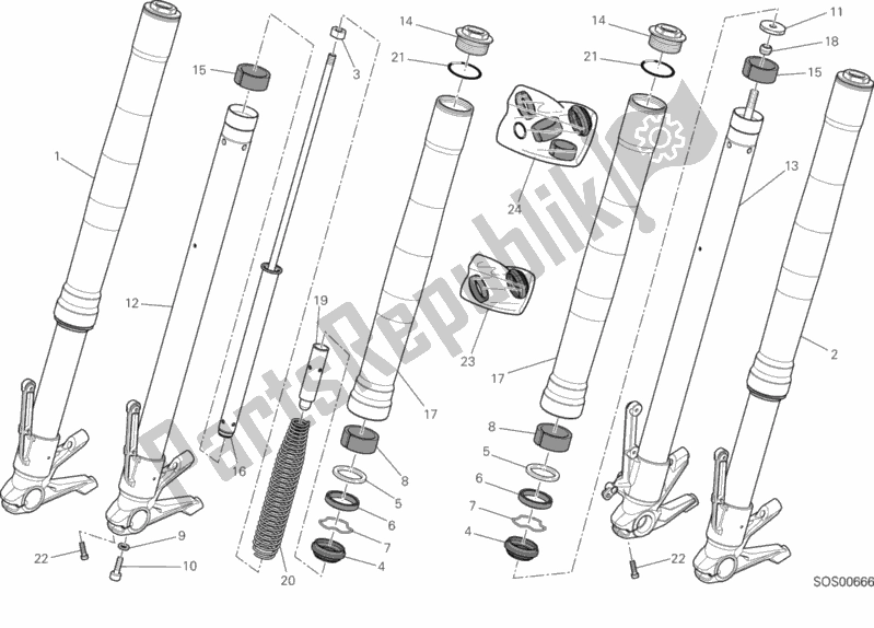 Tutte le parti per il Forcella Anteriore del Ducati Hypermotard Hyperstrada 821 2015