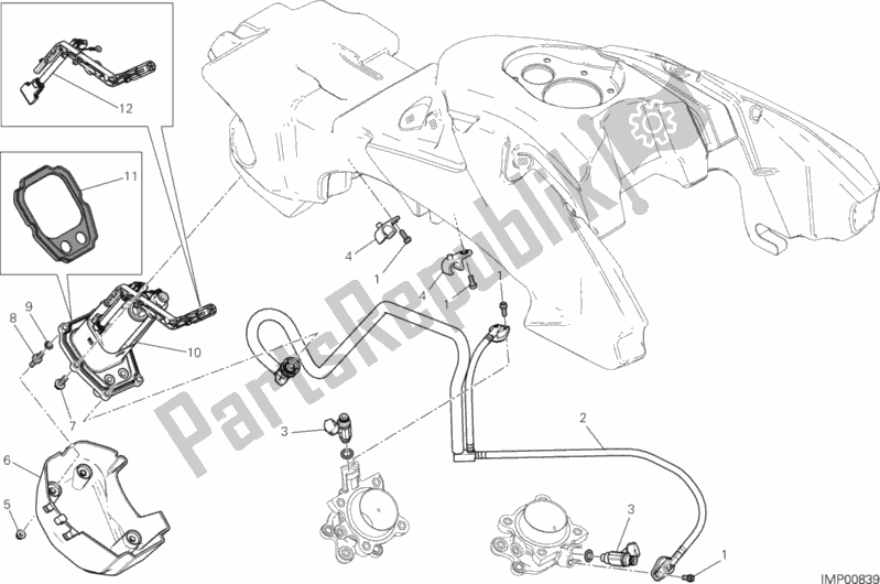 Tutte le parti per il Sistema Di Alimentazione Carburante del Ducati Hypermotard Hyperstrada 821 2015