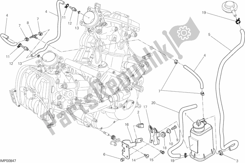 All parts for the Hot Air Pipe Canister of the Ducati Hypermotard Hyperstrada 821 2015