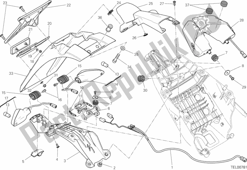 Alle onderdelen voor de Kentekenplaathouder - Achterlicht - (aus) van de Ducati Hypermotard Hyperstrada 821 2015