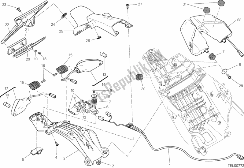 Tutte le parti per il Portatarga - Fanale Posteriore del Ducati Hypermotard Hyperstrada 821 2015