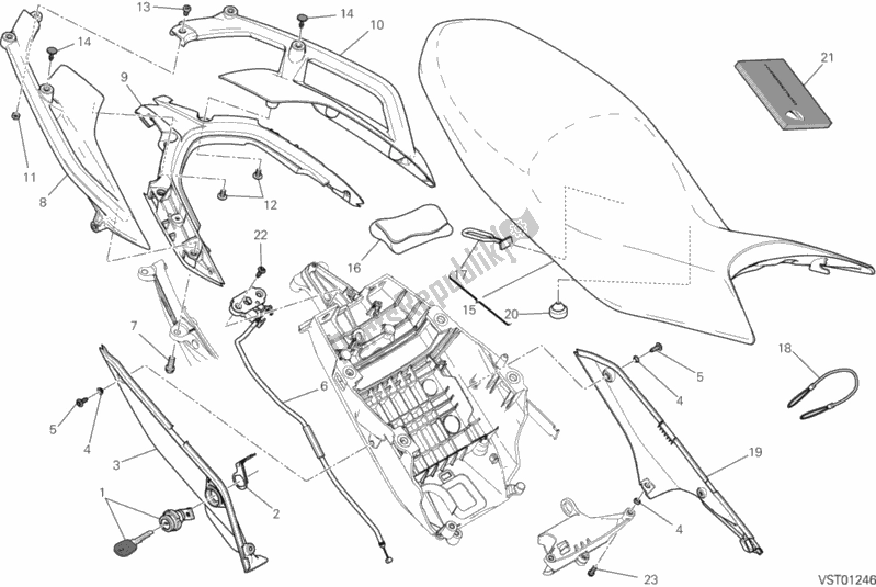 Alle onderdelen voor de Stoel van de Ducati Hypermotard Hyperstrada 821 2015