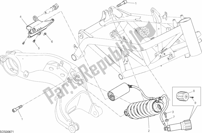 Tutte le parti per il Sospensione Posteriore del Ducati Hypermotard Hyperstrada 821 2015