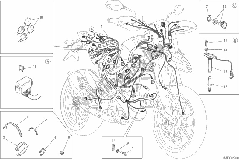 All parts for the Wiring Harness of the Ducati Hypermotard Hyperstrada 821 2015