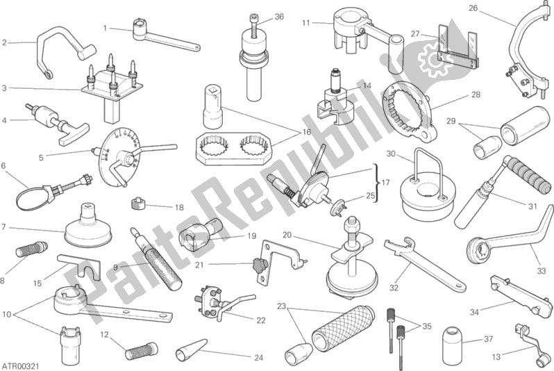Alle onderdelen voor de Werkplaatsgereedschap (motor) van de Ducati Hypermotard Hyperstrada 821 2015