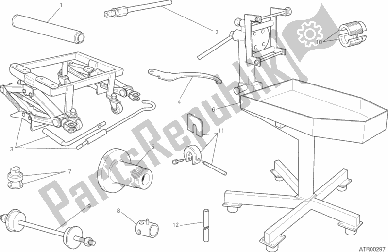 Alle onderdelen voor de Werkplaatsgereedschap (frame) van de Ducati Hypermotard Hyperstrada 821 2015