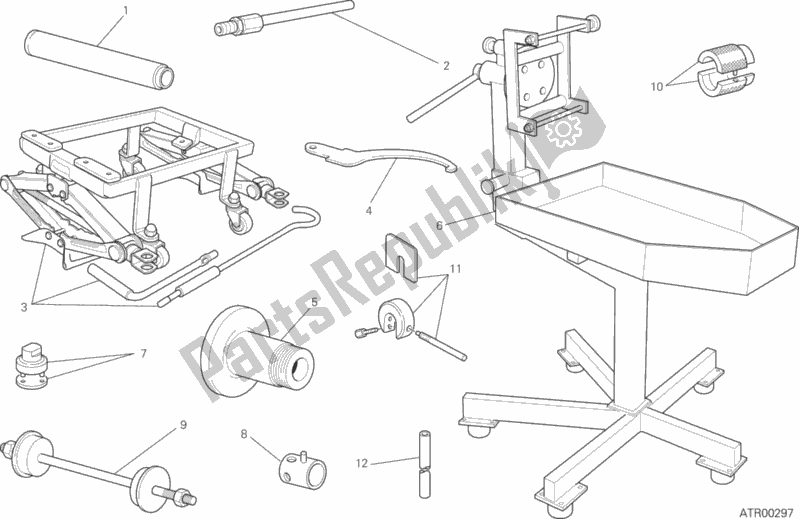 Alle onderdelen voor de Werkplaatsgereedschap (frame) van de Ducati Hypermotard Hyperstrada 821 2015