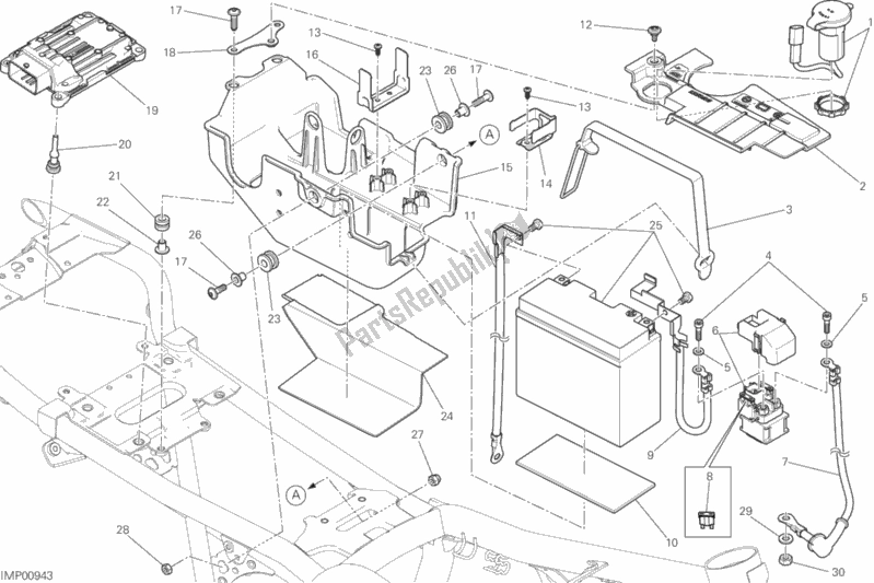 Alle onderdelen voor de Batterijhouder van de Ducati Scrambler Icon 803 2015