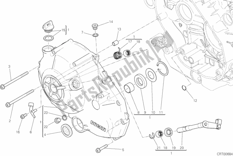 Alle onderdelen voor de Koppelingsdeksel van de Ducati Scrambler Icon 803 2015