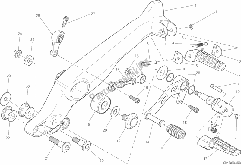 Alle onderdelen voor de Voetsteunen Links van de Ducati Scrambler Icon 803 2015