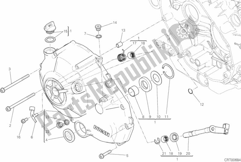 Alle onderdelen voor de Koppelingsdeksel van de Ducati Scrambler Icon 803 2016