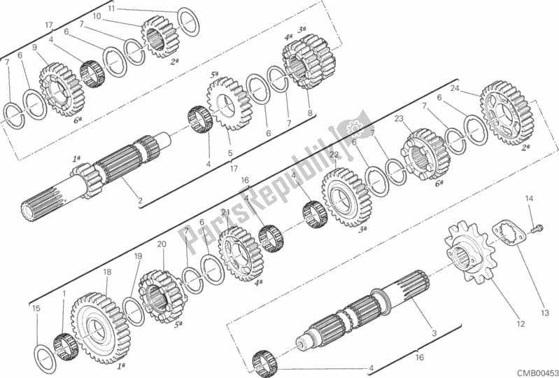 All parts for the Gear Box of the Ducati Scrambler Icon 803 2016