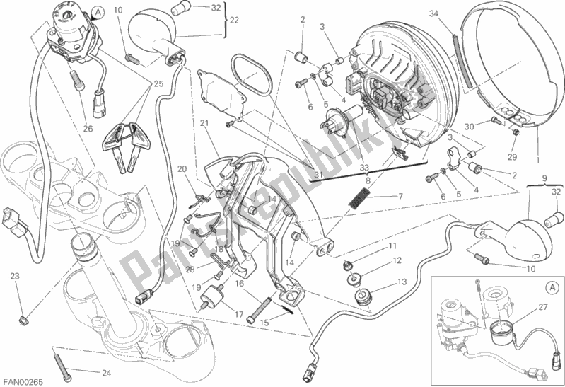 Alle onderdelen voor de Koplamp van de Ducati Scrambler Icon 803 2016