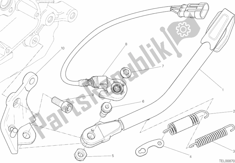 Alle onderdelen voor de Zij Stand van de Ducati Scrambler Icon 803 2016