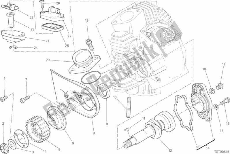 Alle onderdelen voor de Testa Orizzontale - Distribuzione van de Ducati Scrambler Icon 803 2016