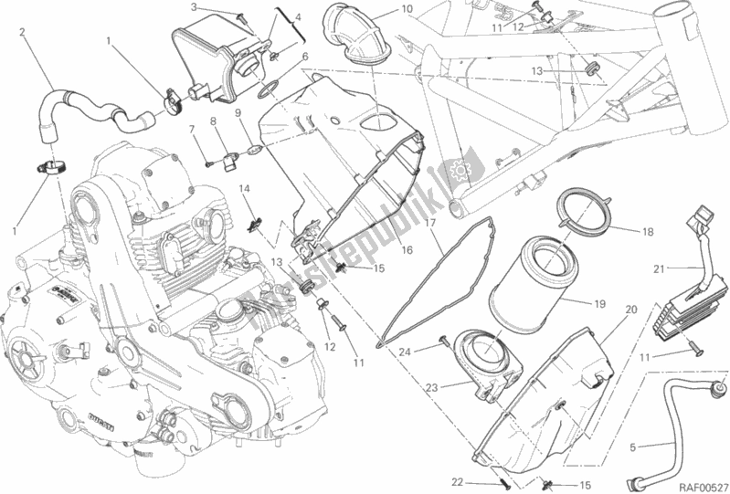 Alle onderdelen voor de Luchtinlaat - Olie-ontluchter van de Ducati Scrambler Icon 803 2017