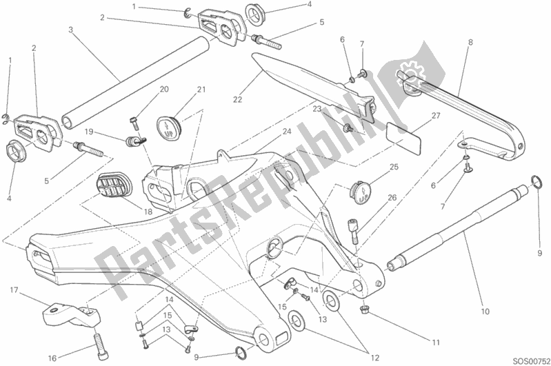 Alle onderdelen voor de Forcellone Posteriore van de Ducati Scrambler Icon 803 2017