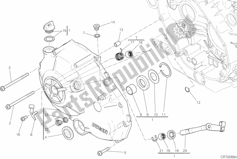 Alle onderdelen voor de Koppelingsdeksel van de Ducati Scrambler Icon 803 2018
