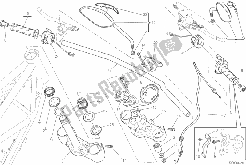 Todas as partes de Guiador E Controles do Ducati Scrambler Icon 803 2018