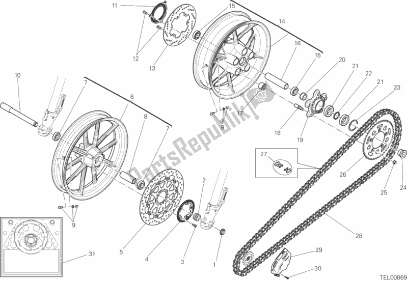 All parts for the Ruota Anteriore E Posteriore of the Ducati Scrambler Icon 803 2018