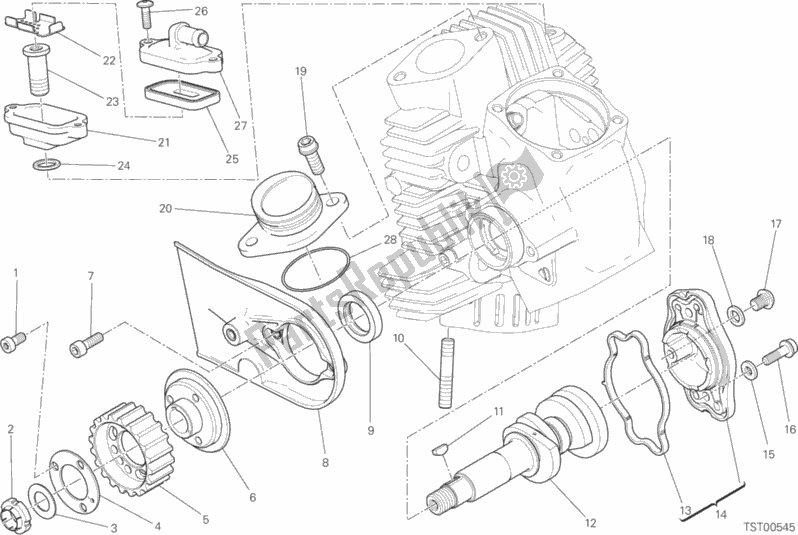 Alle onderdelen voor de Testa Orizzontale - Distribuzione van de Ducati Scrambler Icon 803 2018