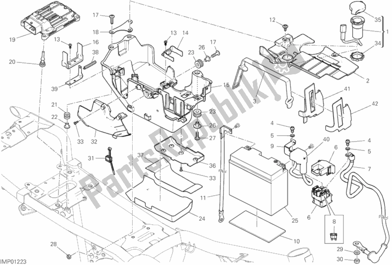 Alle onderdelen voor de Batterijhouder van de Ducati Scrambler Icon 803 2019