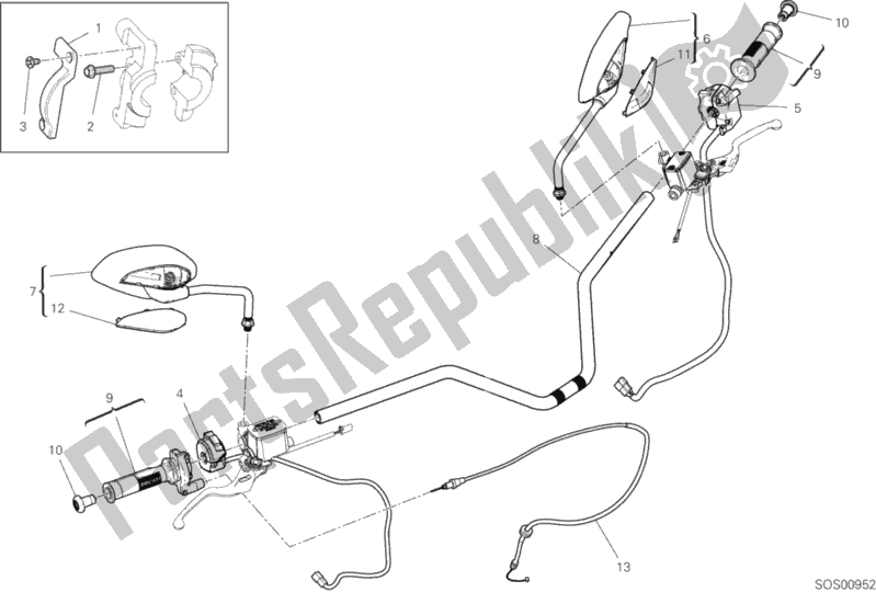 All parts for the Handlebar of the Ducati Scrambler Icon 803 2019