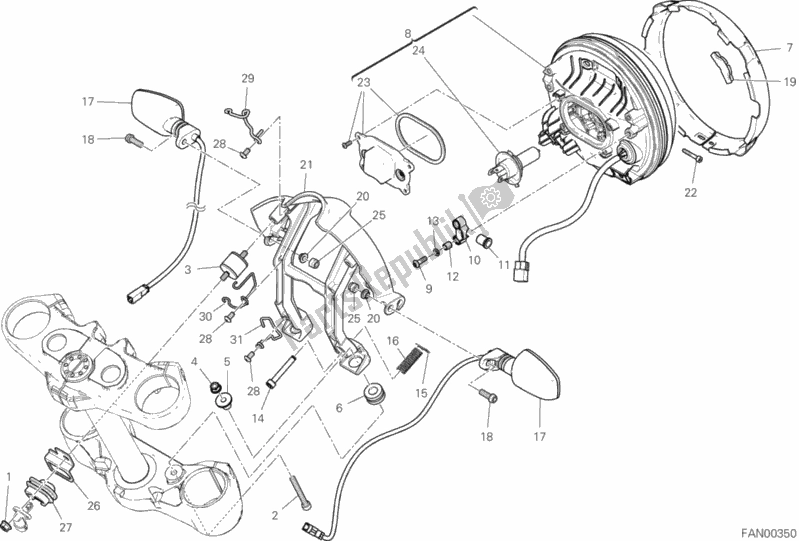 All parts for the Headlight of the Ducati Scrambler Icon 803 2019