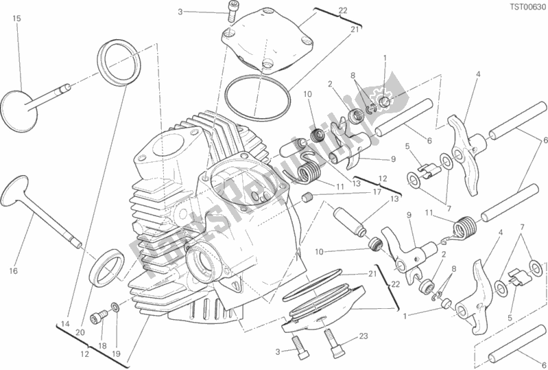 Alle onderdelen voor de Horizontale Kop van de Ducati Scrambler Icon 803 2019