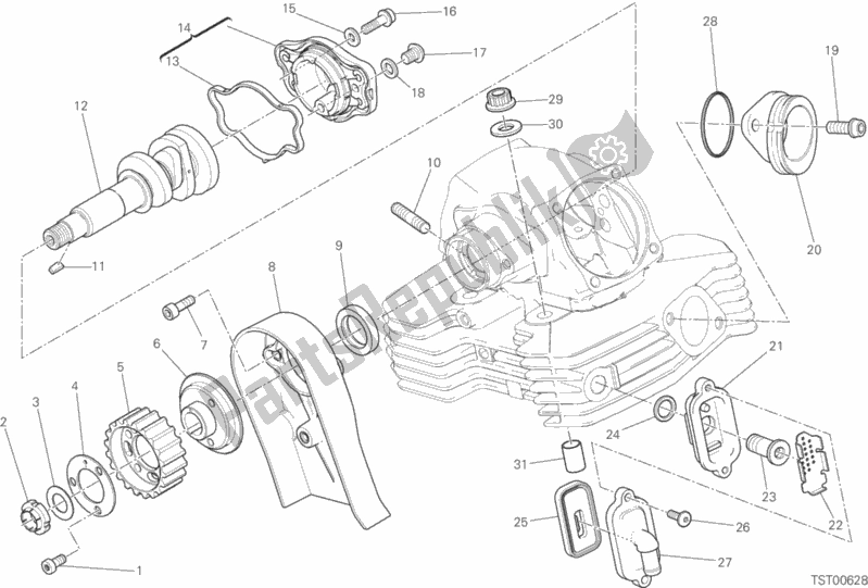 Alle onderdelen voor de Verticale Cilinderkop - Timing van de Ducati Scrambler Icon 803 2019