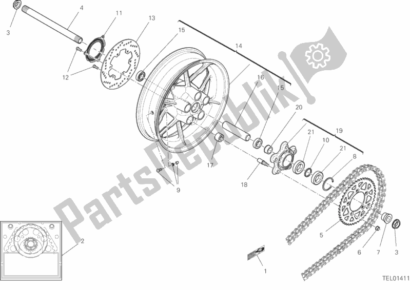 Todas las partes para 29a - Rueda Trasera de Ducati Scrambler Icon 803 2020