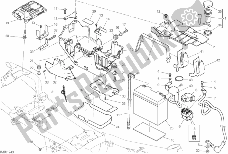 Alle onderdelen voor de Batterijhouder van de Ducati Scrambler Icon 803 2020