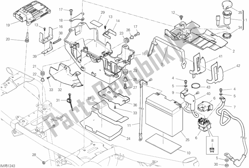 Alle onderdelen voor de Batterijhouder van de Ducati Scrambler Icon 803 2020