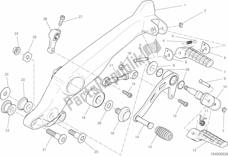 Alle onderdelen voor de Voetsteunen Links van de Ducati Scrambler Icon 803 2020
