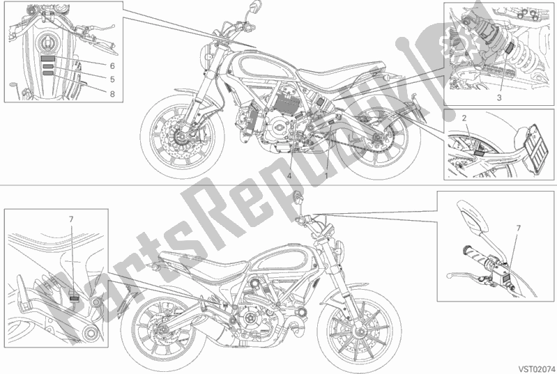 Todas as partes de Placas De Posicionamento do Ducati Scrambler Icon 803 2020