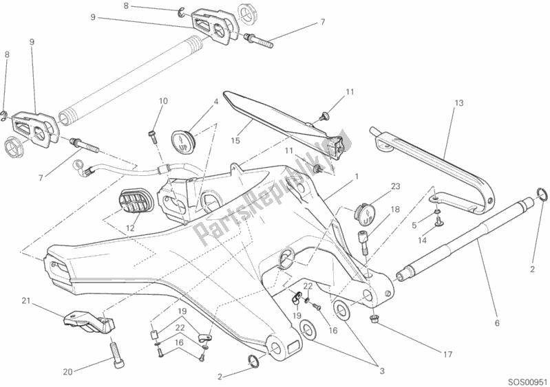 Alle onderdelen voor de Achterste Zwenkarm van de Ducati Scrambler Icon 803 2020