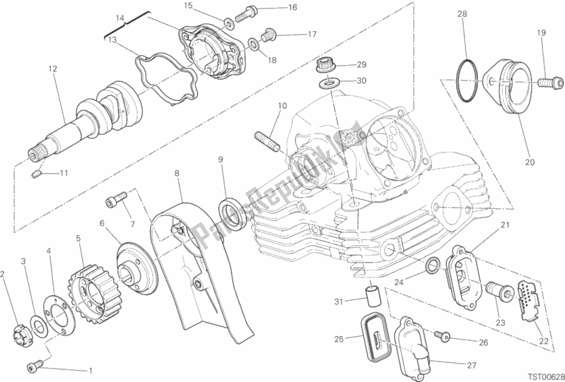Alle onderdelen voor de Verticale Cilinderkop - Timing van de Ducati Scrambler Icon 803 2020