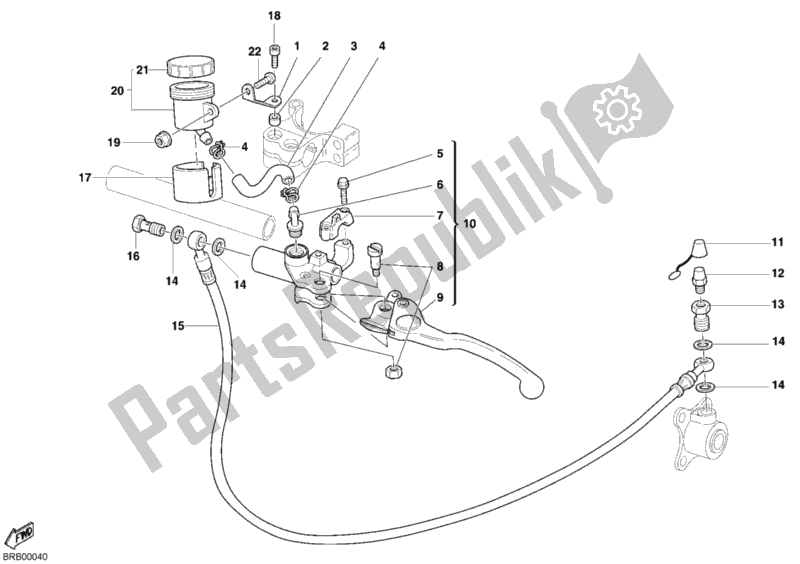 All parts for the Clutch Master Cylinder of the Ducati Sportclassic MH 900 E 2001