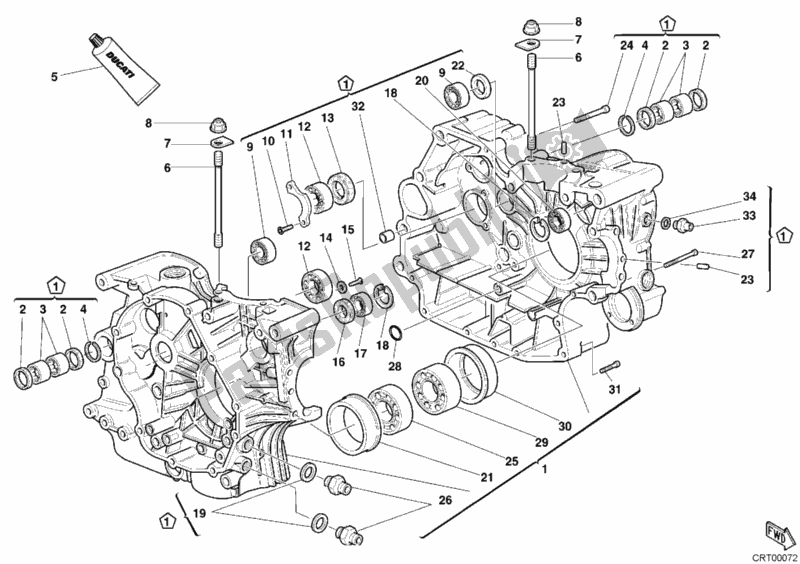 All parts for the Crankcase of the Ducati Sportclassic MH 900 E 2001