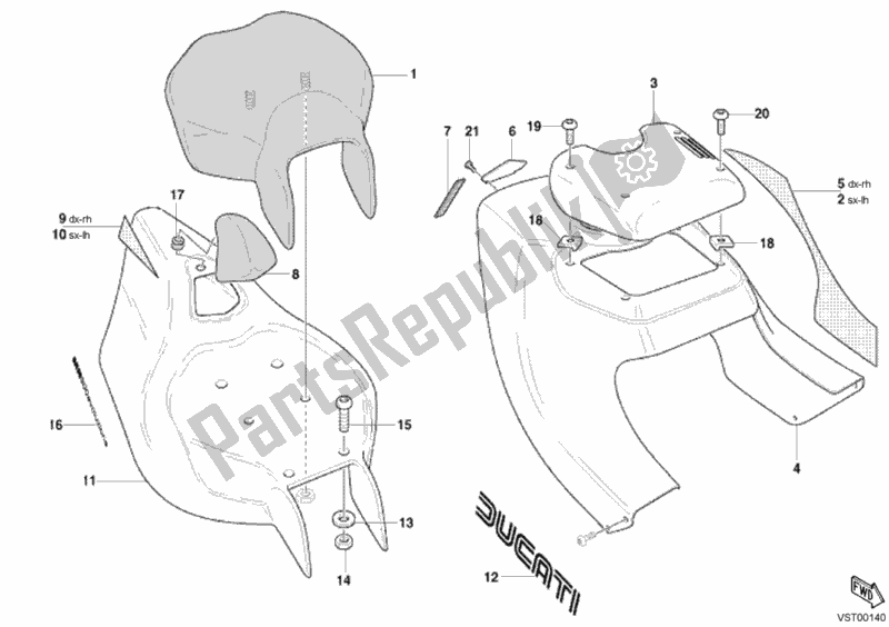 Tutte le parti per il Carenatura del Ducati Sportclassic MH 900 E 2001